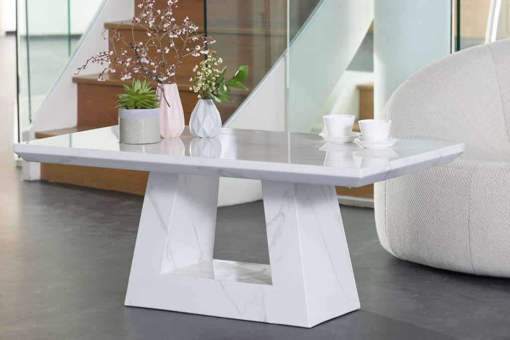 Rio White Engineered Marble Coffee Table