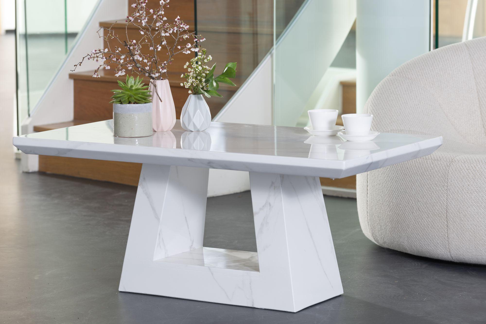 Rio White Engineered Marble Coffee Table
