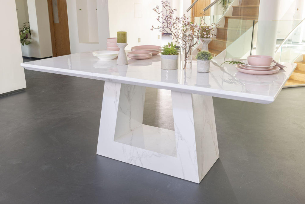 Rio White Engineered Marble Dining Table 160cm