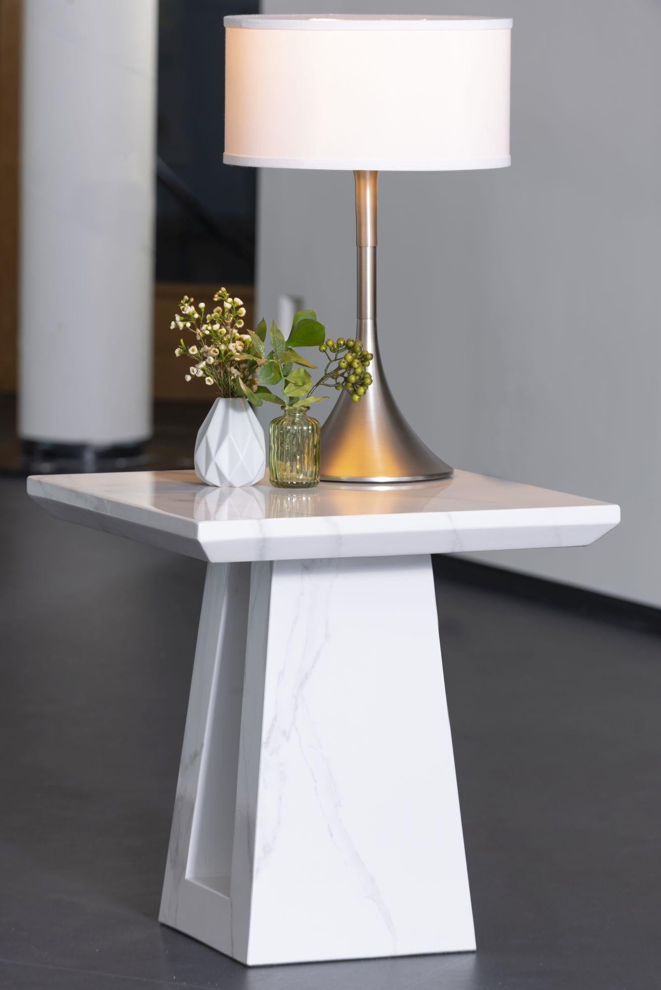 Rio White Engineered Marble End Table