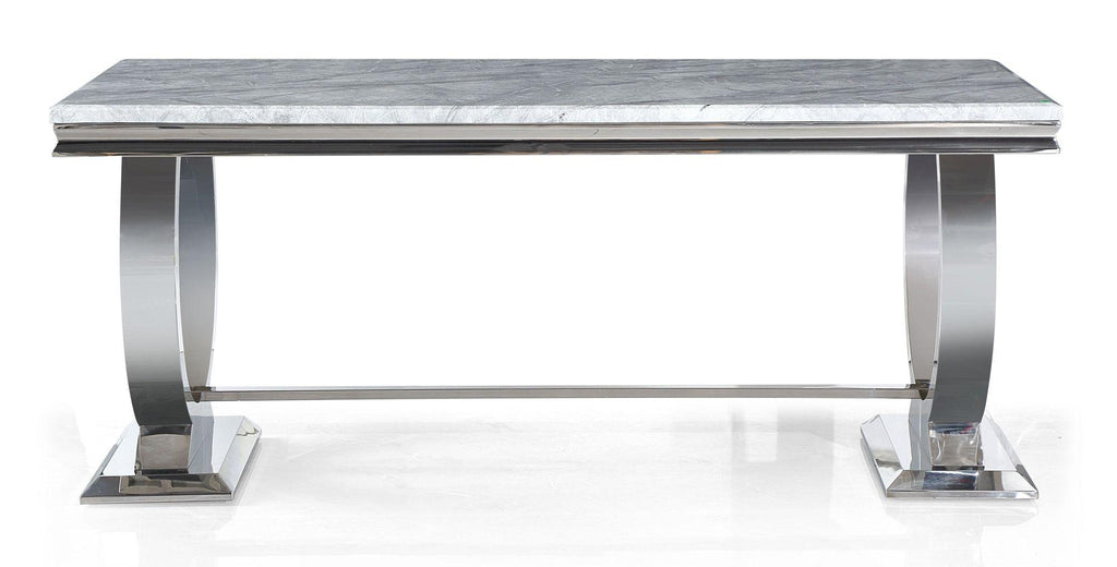 Welby Grey Engineered Marble and Stainless Steel Dining Table 180cm