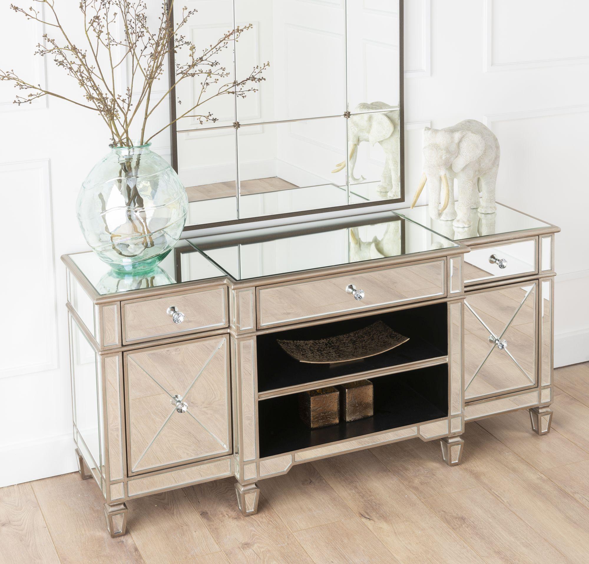 Lumina Champagne Mirrored TV Stand