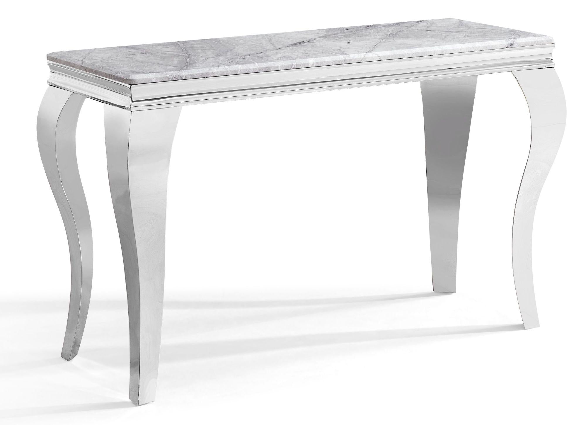 Merida Grey Chrome Marble Effect Console Table