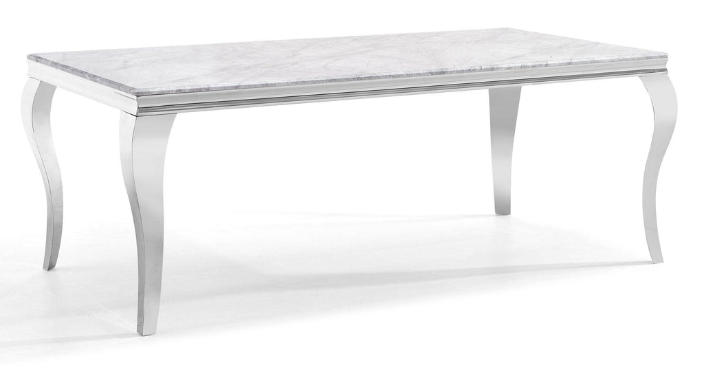 Merida Grey Marble Effect and Chrome Dining Table 150cm