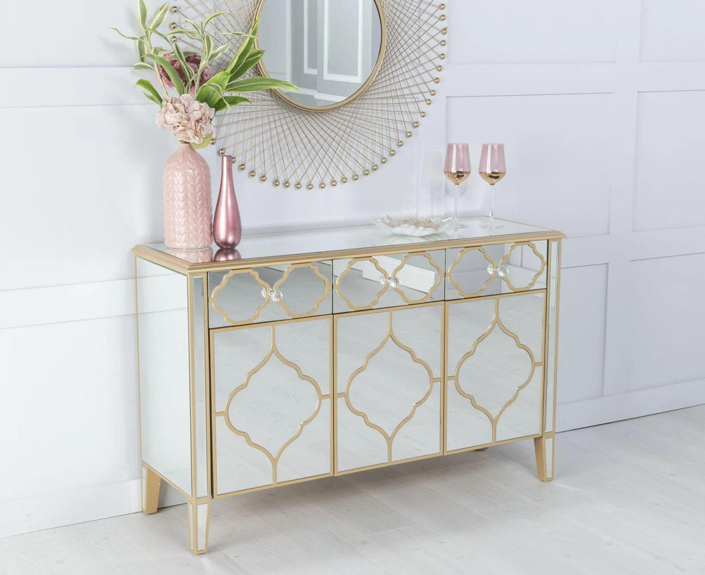 Aurelia Mirrored Gold Trim Sideboard