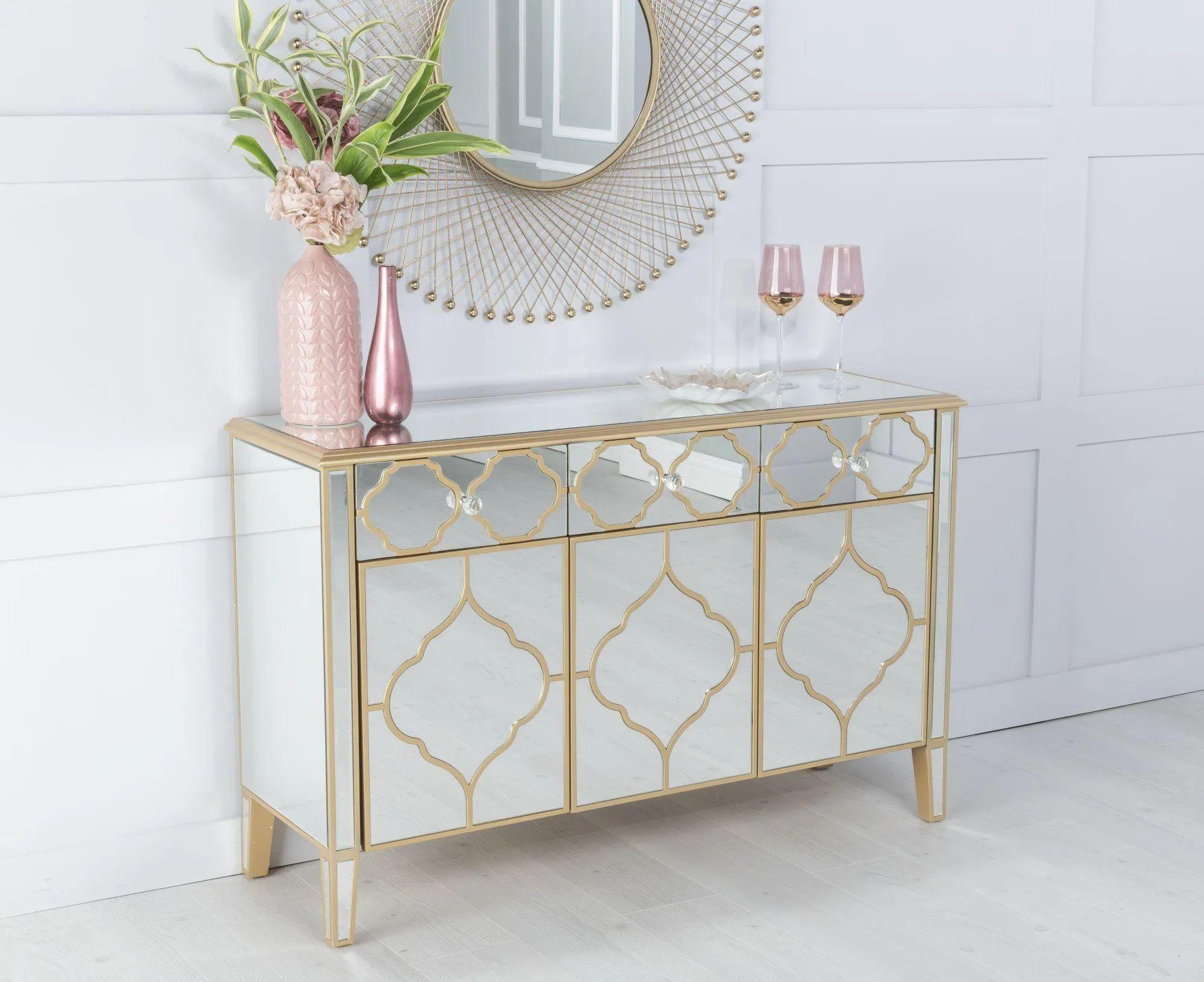 Aurelia Mirrored Gold Trim Sideboard