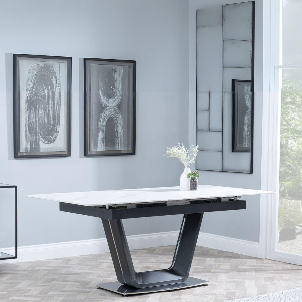Delta White Sintered Stone Extending Dining Table 140cm-180cm