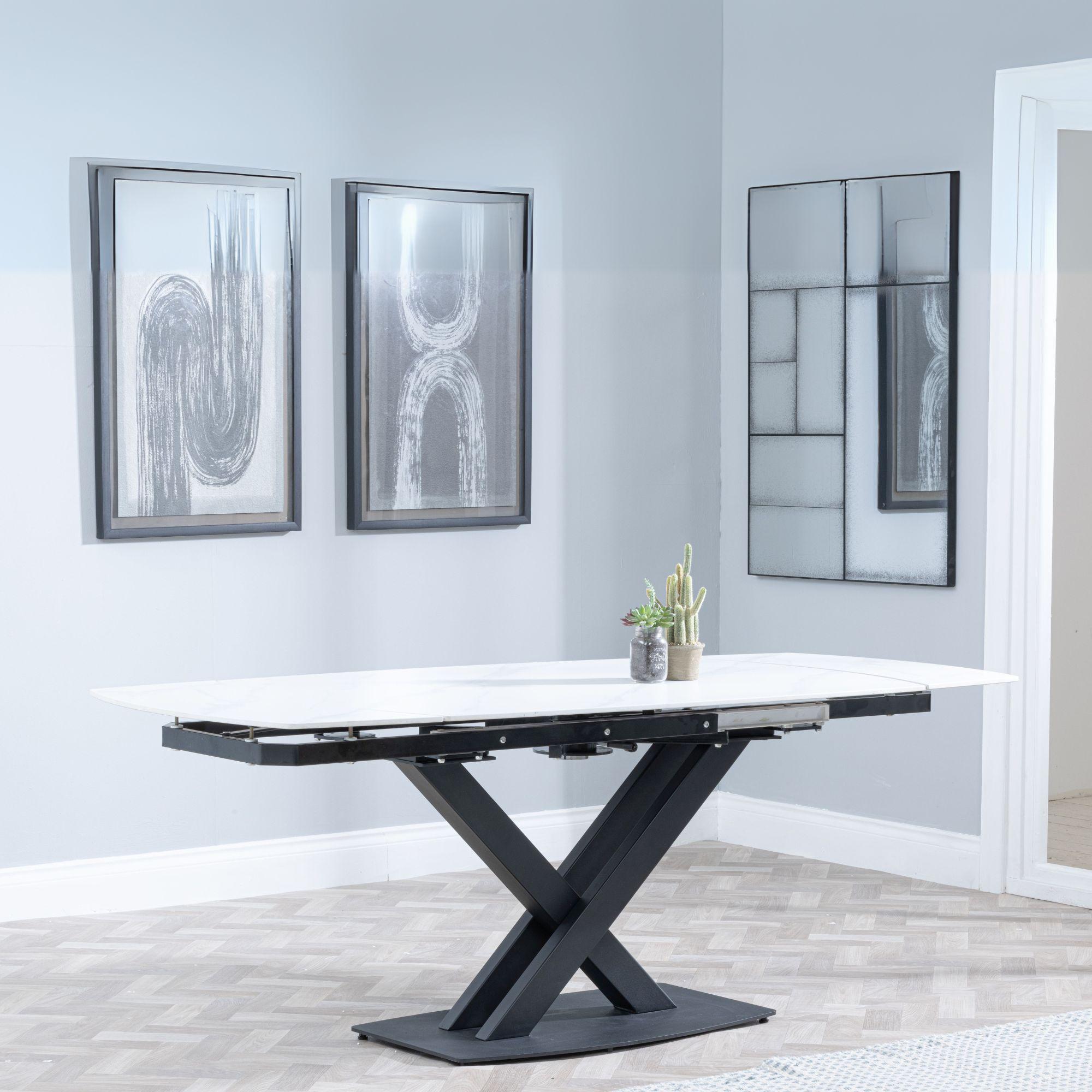 Atlanta White Sintered Stone Extending Dining Table 140cm-200cm