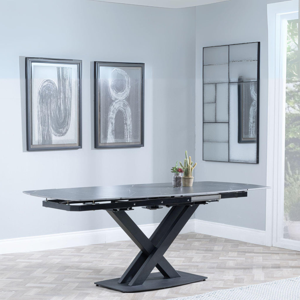 Atlanta Black Sintered Stone Extending Dining Table 140cm-200cm