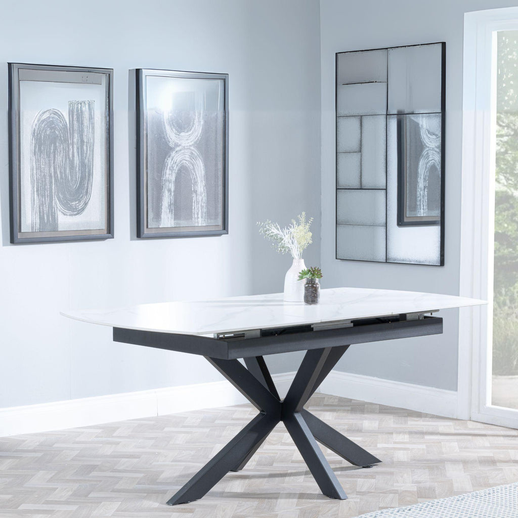 Eva White Sintered Stone Extending Dining Table 140cm-180cm