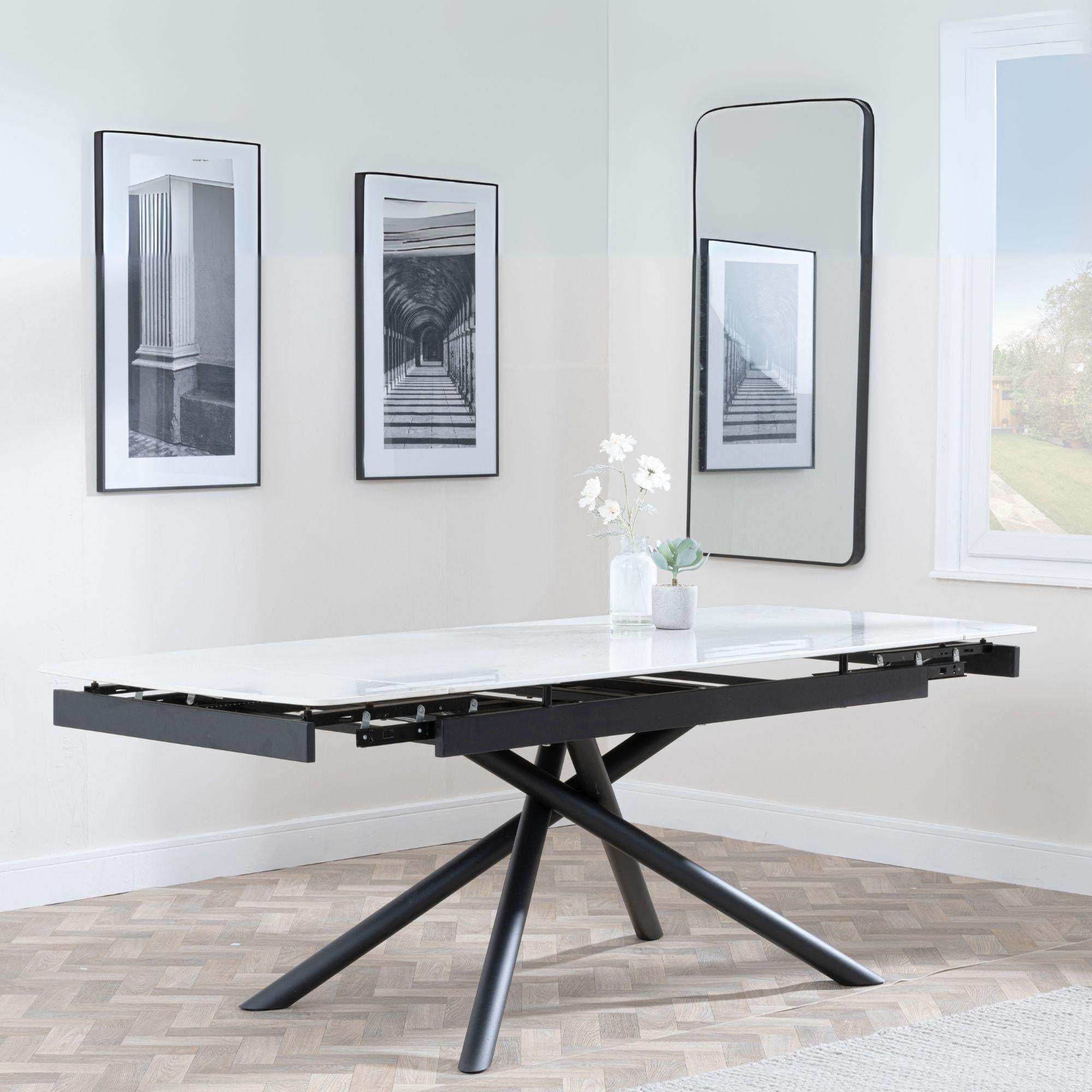 Flavia White Sintered Stone Extending Dining Table 160cm-220cm