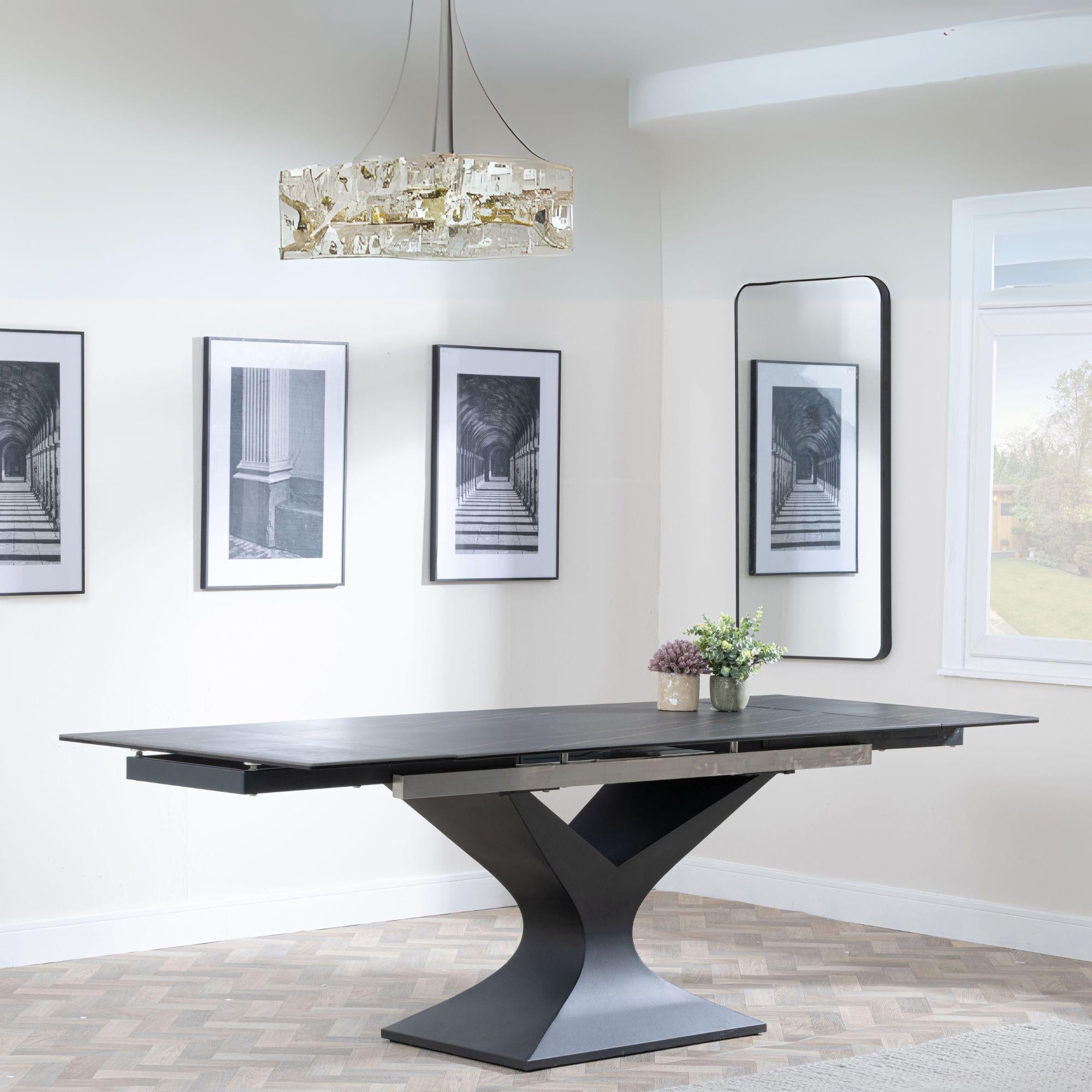 Gigi Black Ceramic Extending Dining Table 140cm-200cm