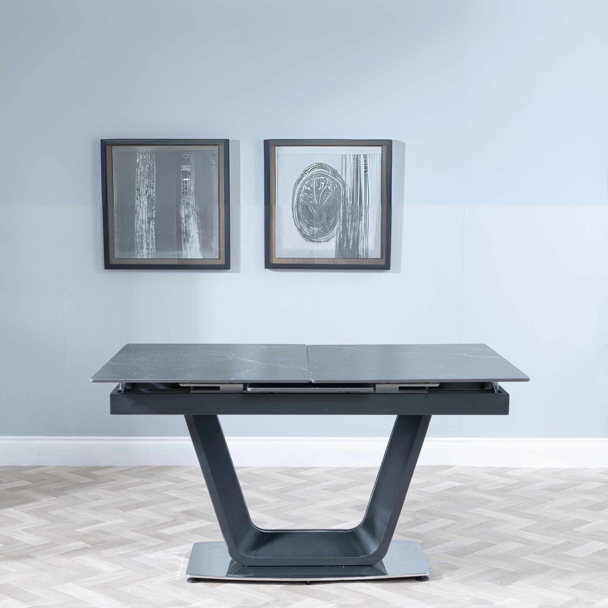 Delta Black Sintered Stone Extending Dining Table 140cm-180cm