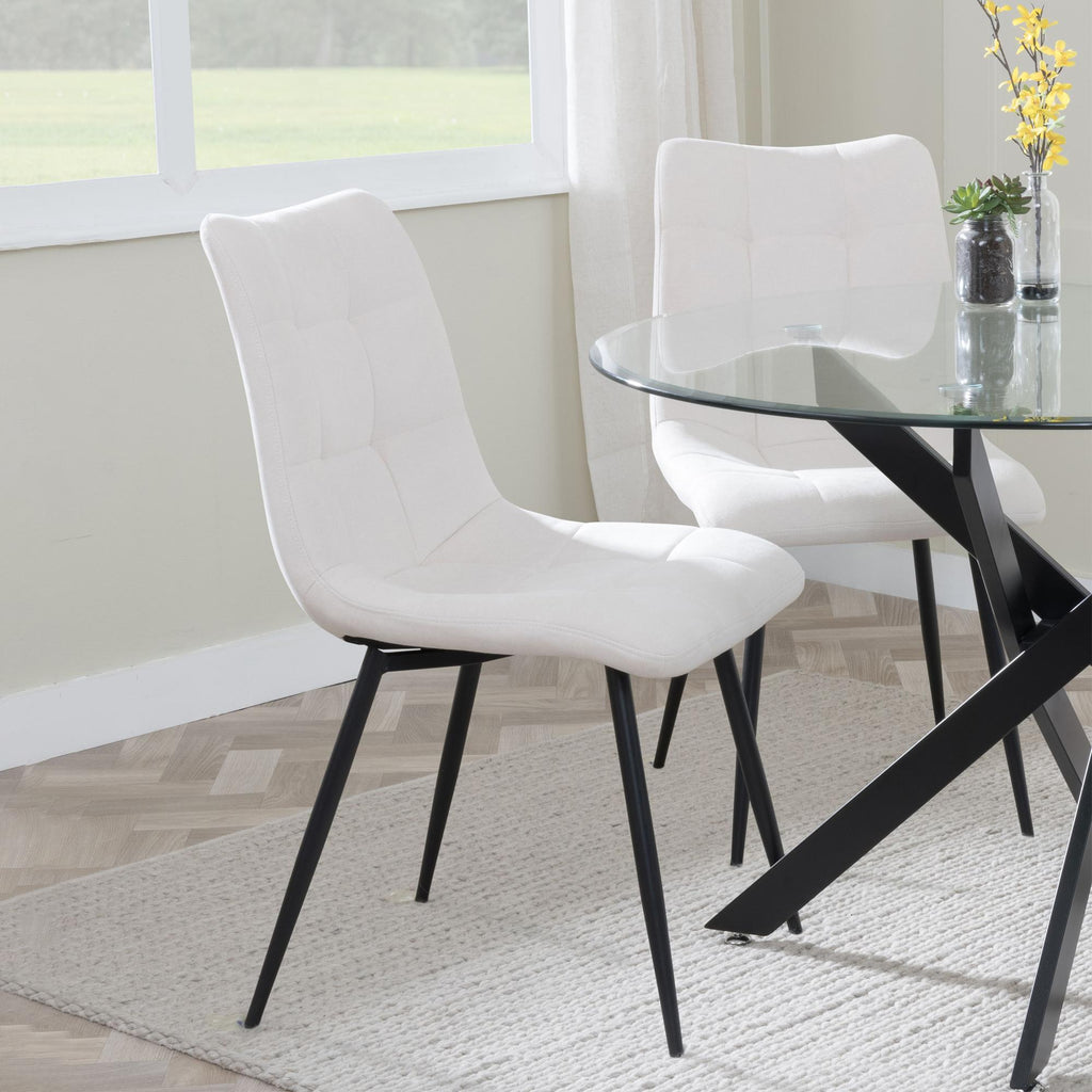 Soleil Fabric Dining Chair with Black Metal Legs