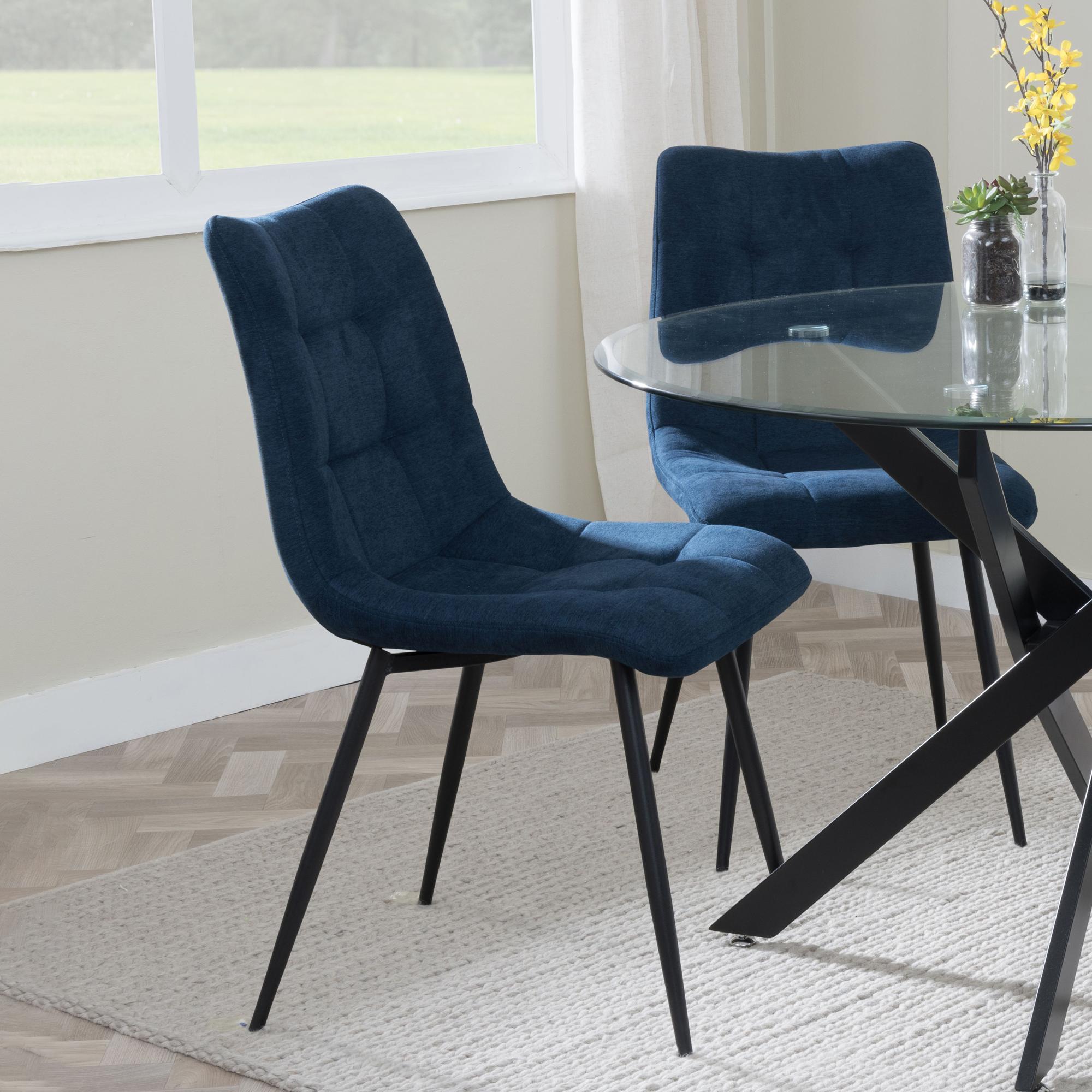Soleil Fabric Dining Chair with Black Metal Legs