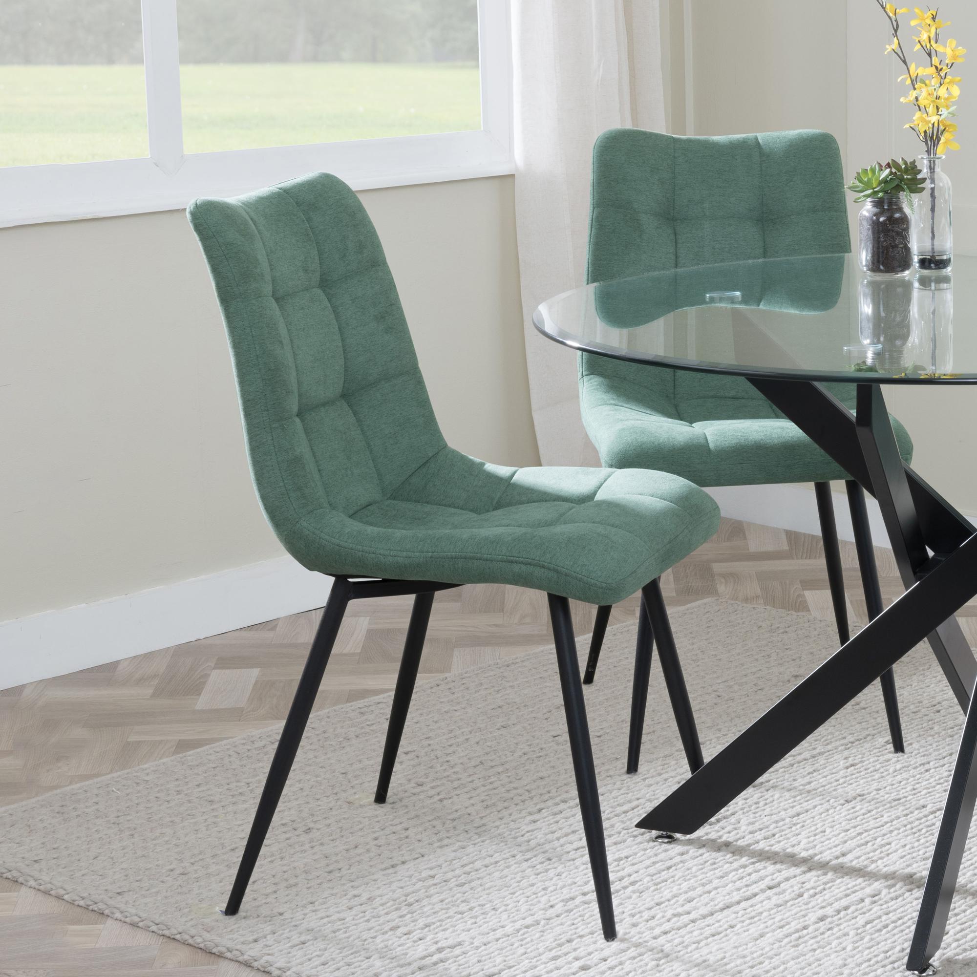 Soleil Fabric Dining Chair with Black Metal Legs