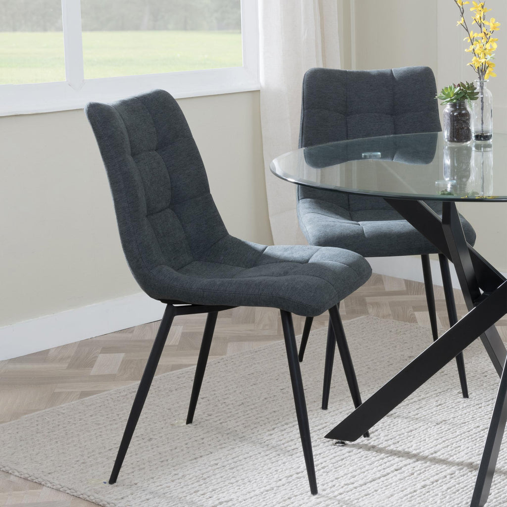 Soleil Fabric Dining Chair with Black Metal Legs