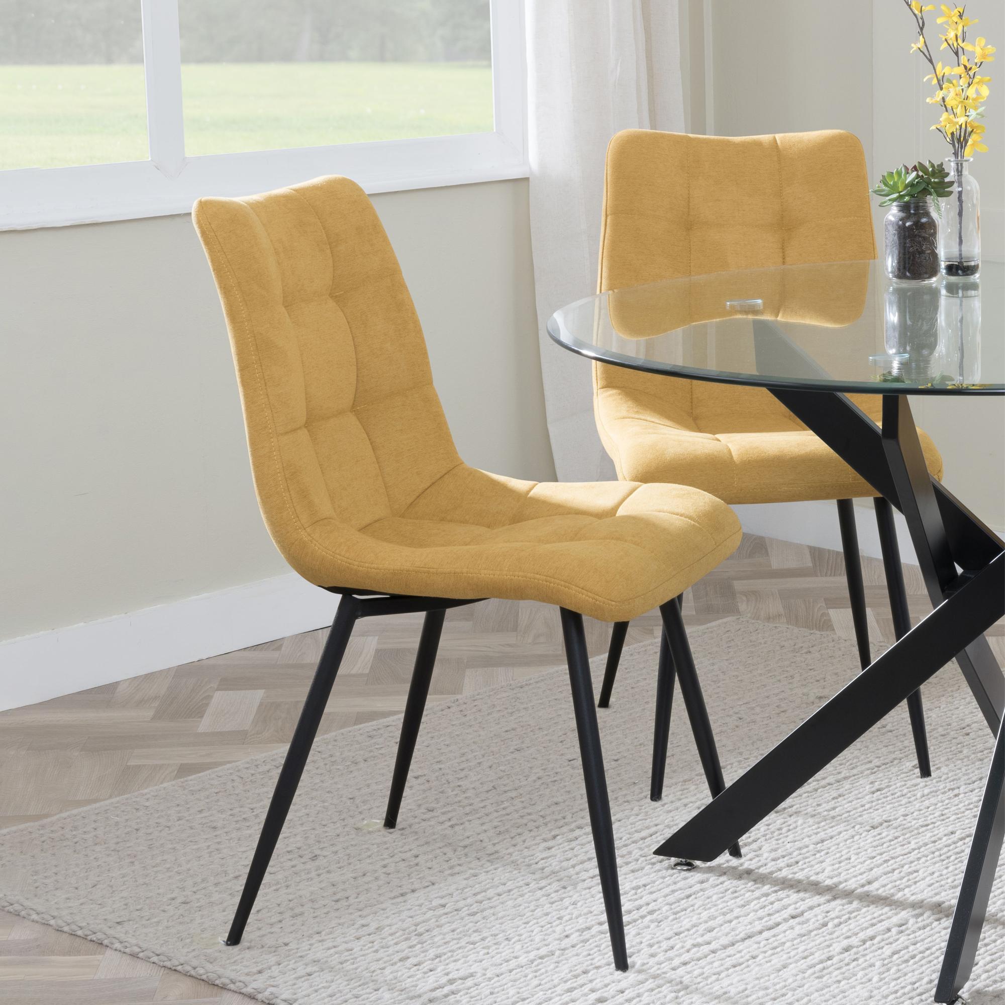 Soleil Fabric Dining Chair with Black Metal Legs