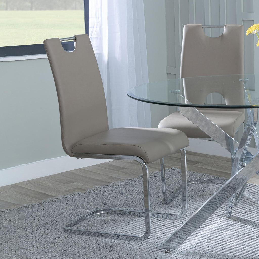 Riviera Chrome Cantilever Faux Leather Dining Chair