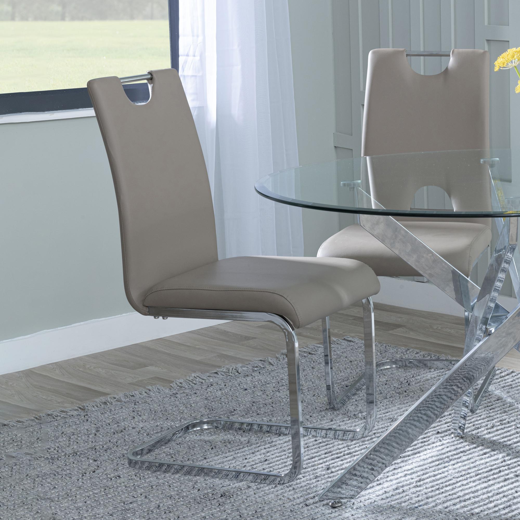 Riviera Chrome Cantilever Faux Leather Dining Chair