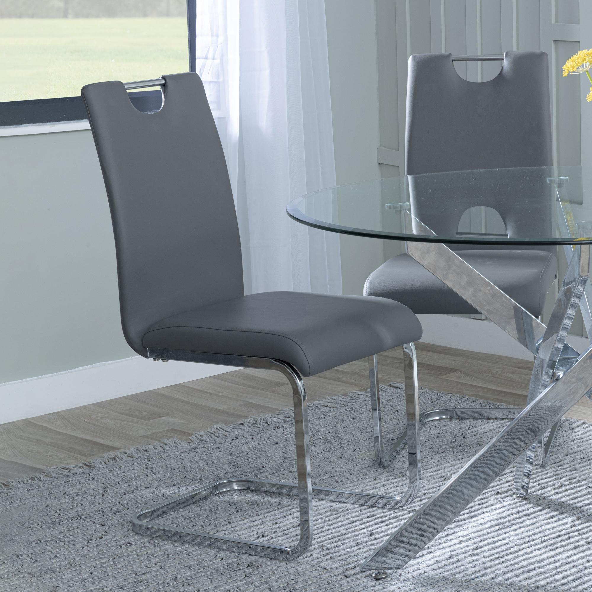 Riviera Chrome Cantilever Faux Leather Dining Chair