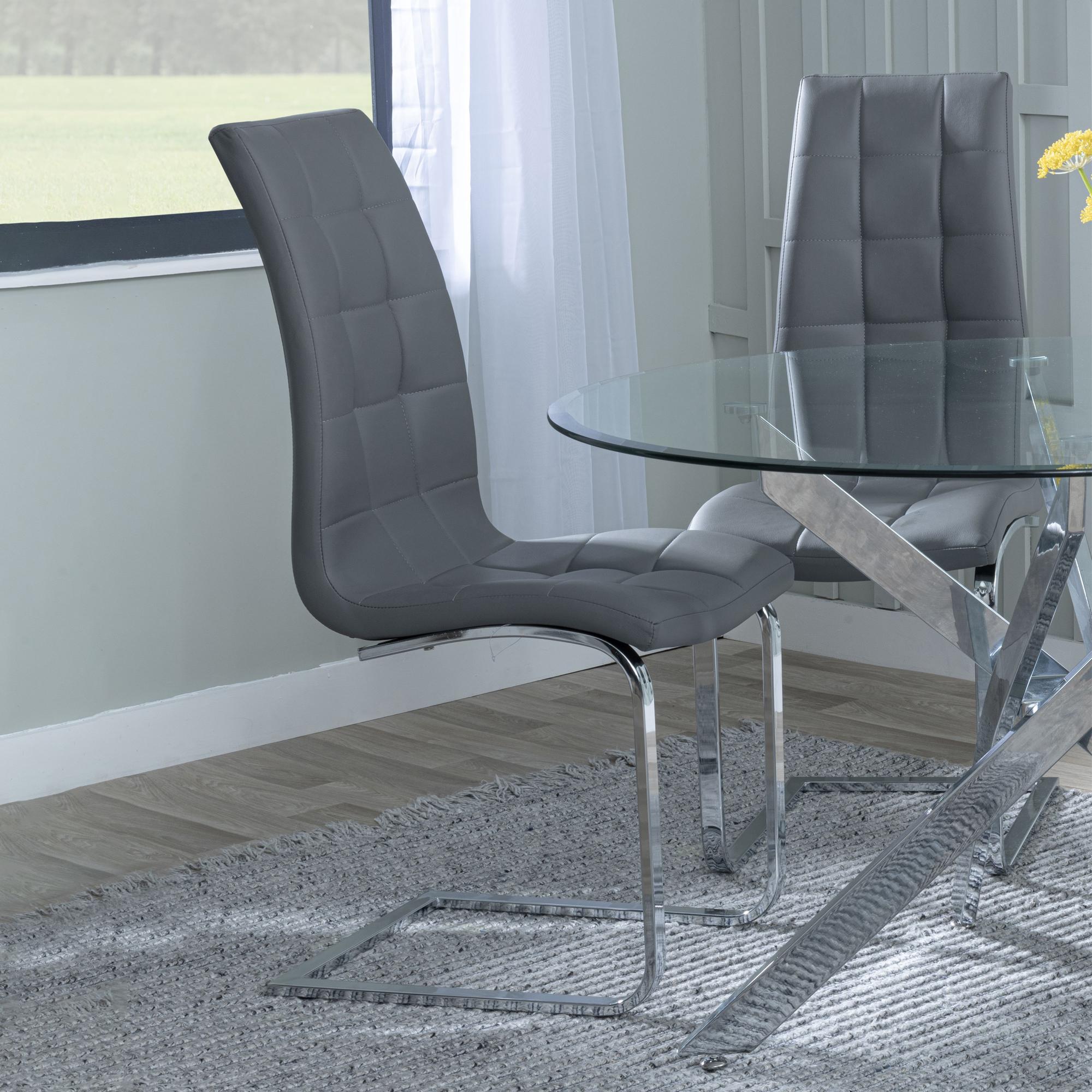 Palazzo Chrome Cantilever Faux Leather Dining Chair