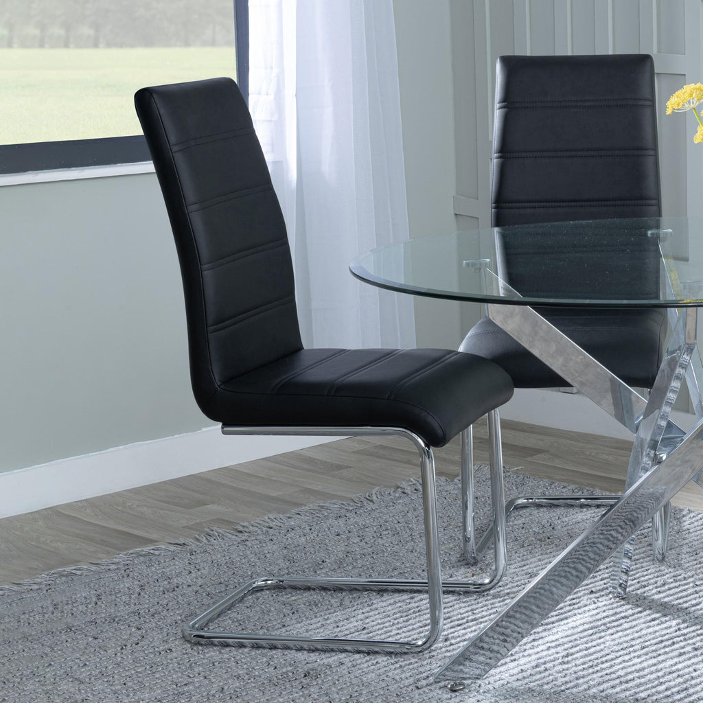 Monza Faux Leather Chrome Cantilever Dining Chair