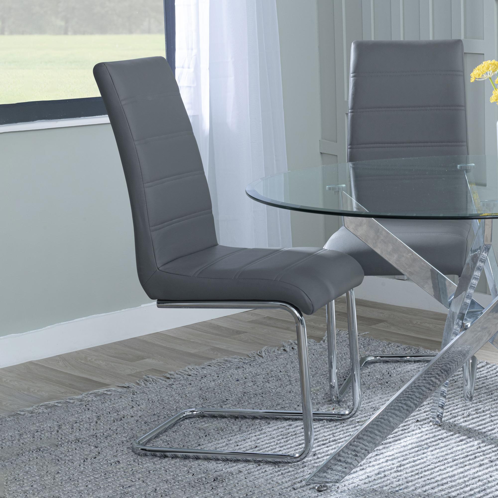 Monza Faux Leather Chrome Cantilever Dining Chair