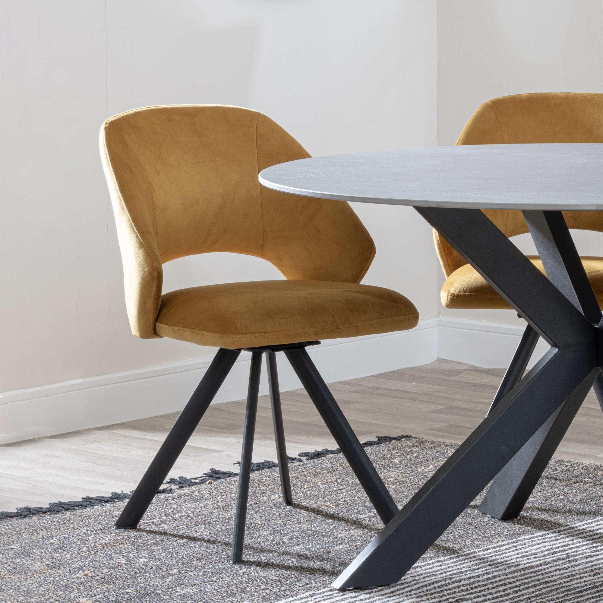 Florentine Fabric Swivel Dining Chair