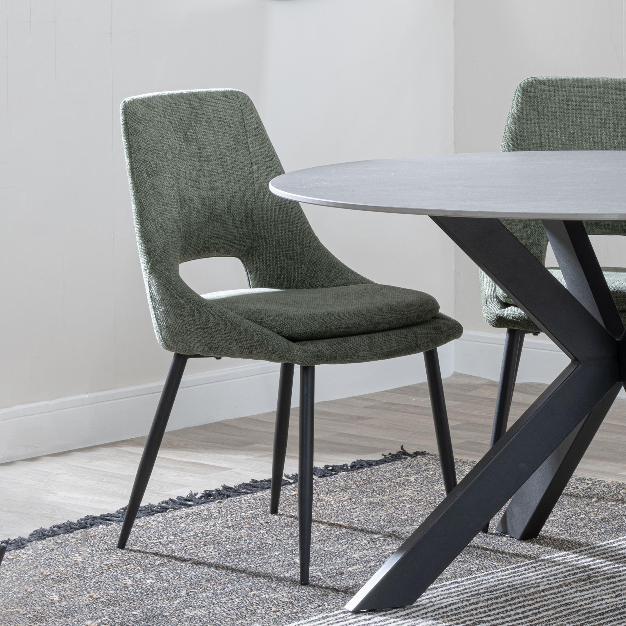 Atelier Fabric Dining Chair with Black Legs