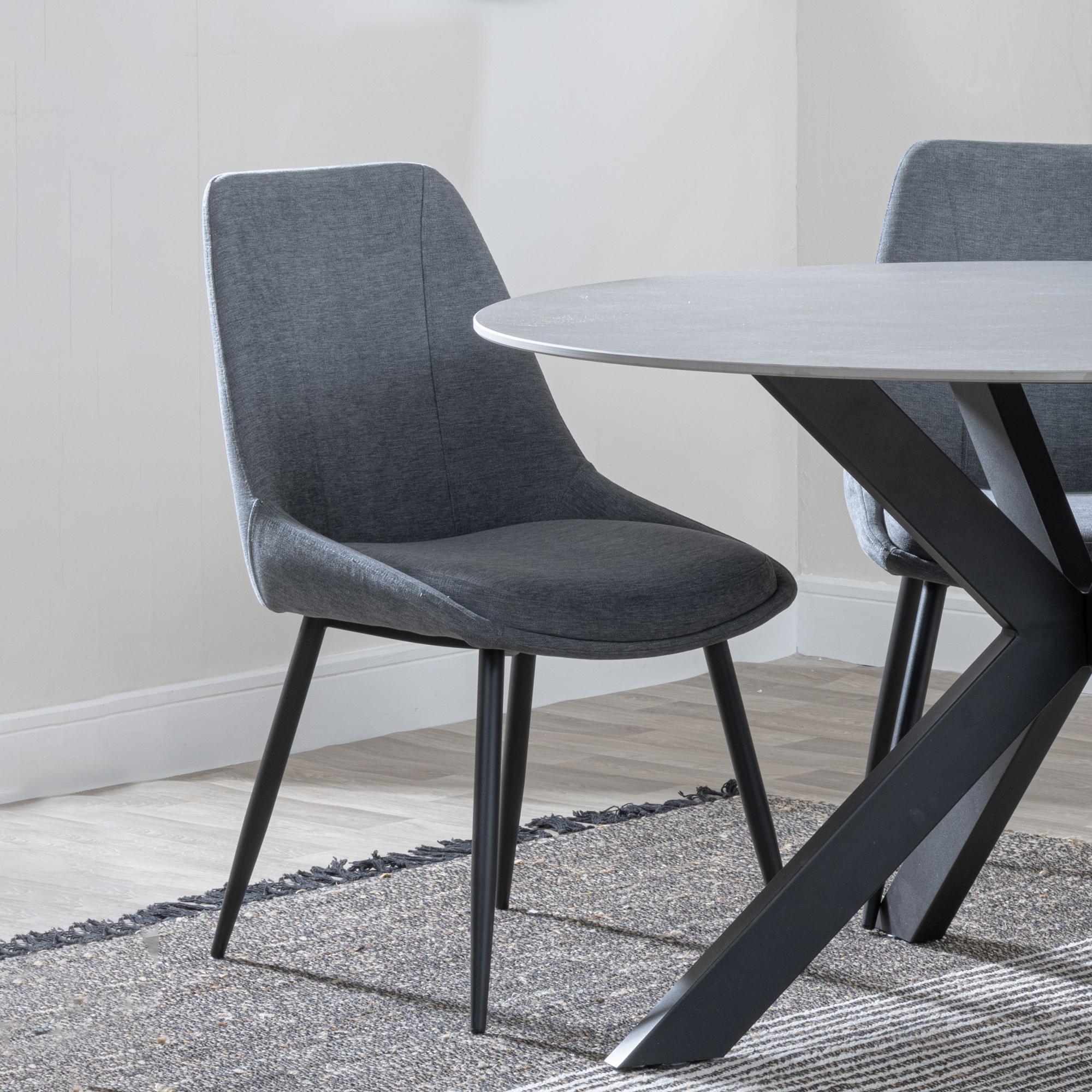 Beaumont Fabric Dining Chair with Black Legs