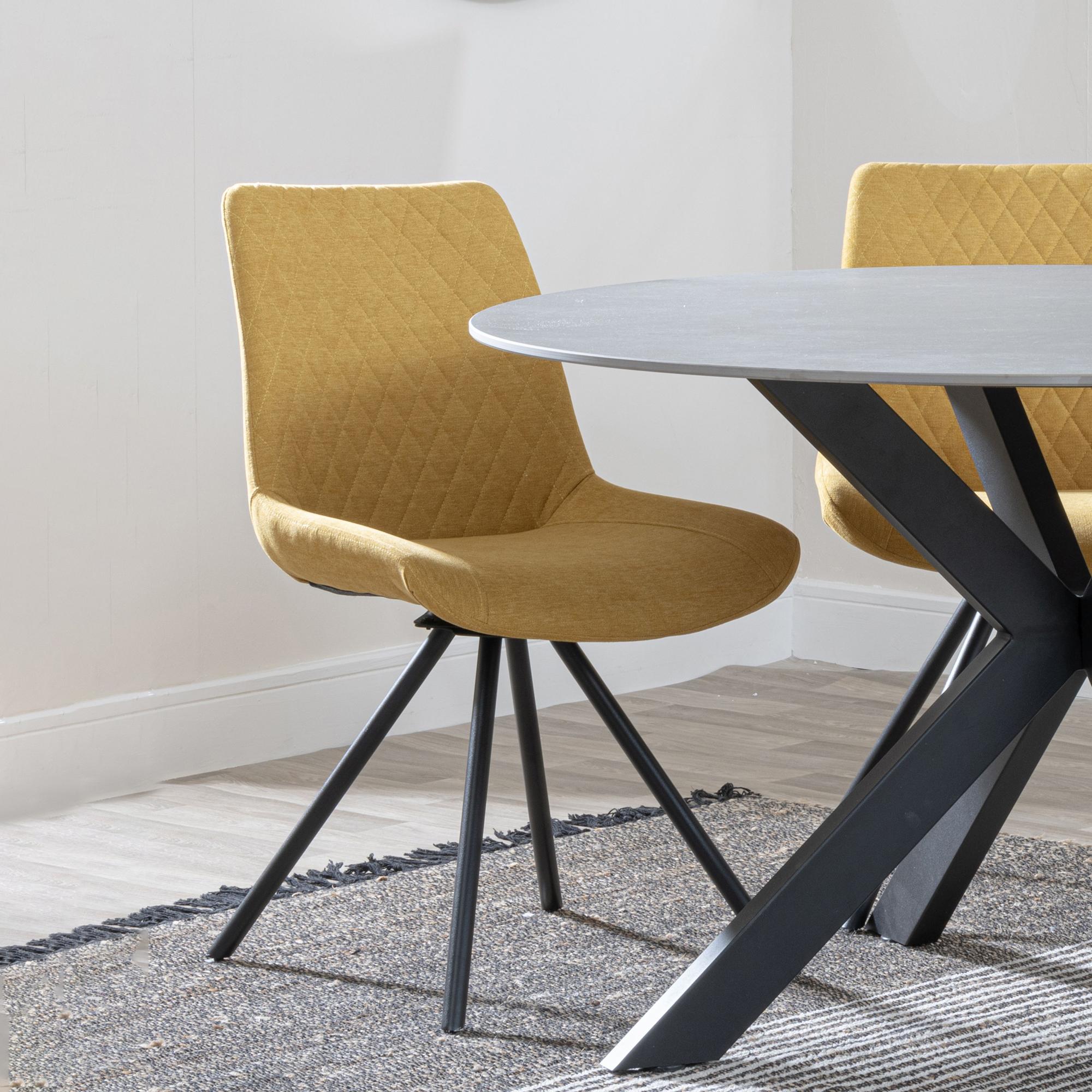 Lumière Fabric Swivel Dining Chair