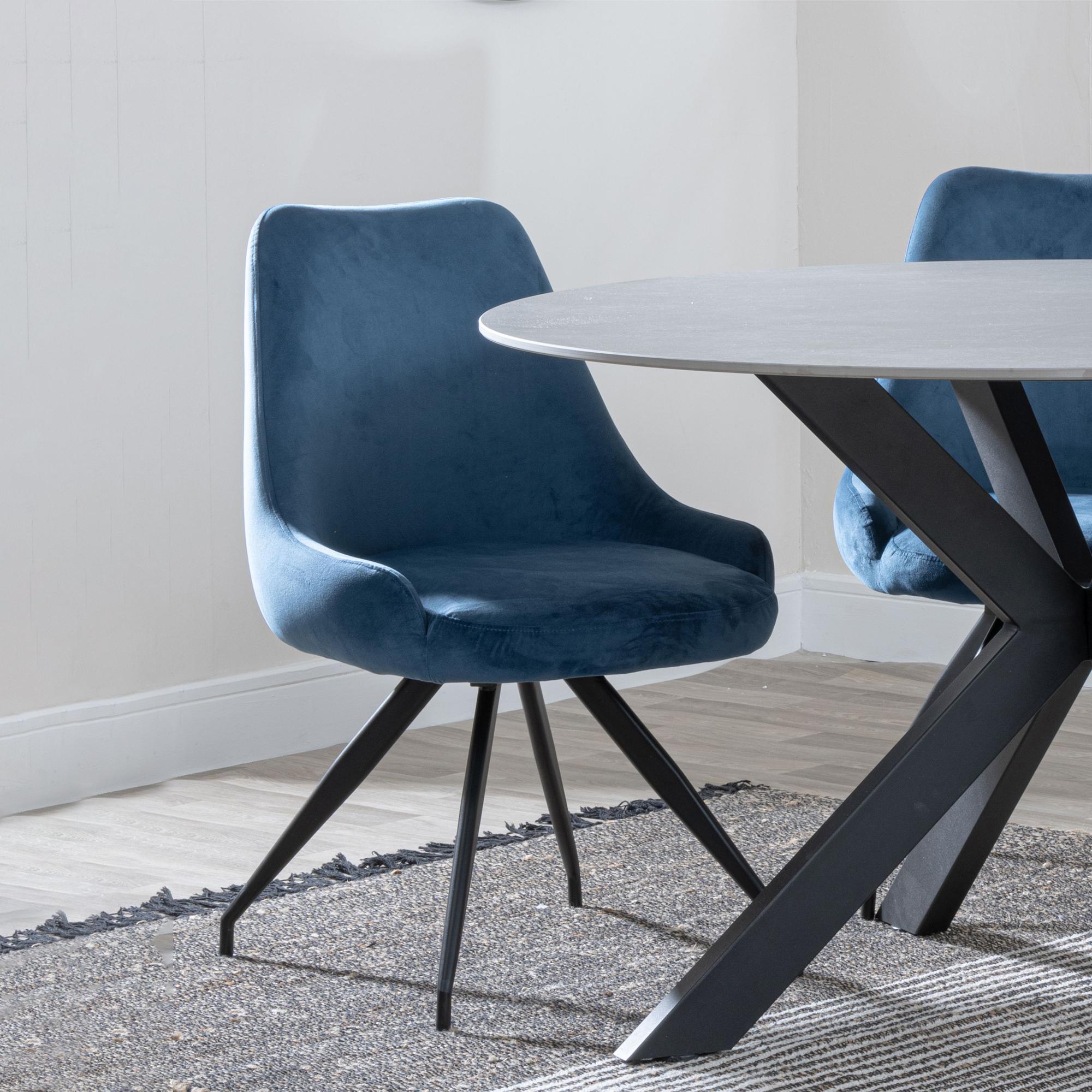 Velours Velvet Fabric Swivel Dining Chair