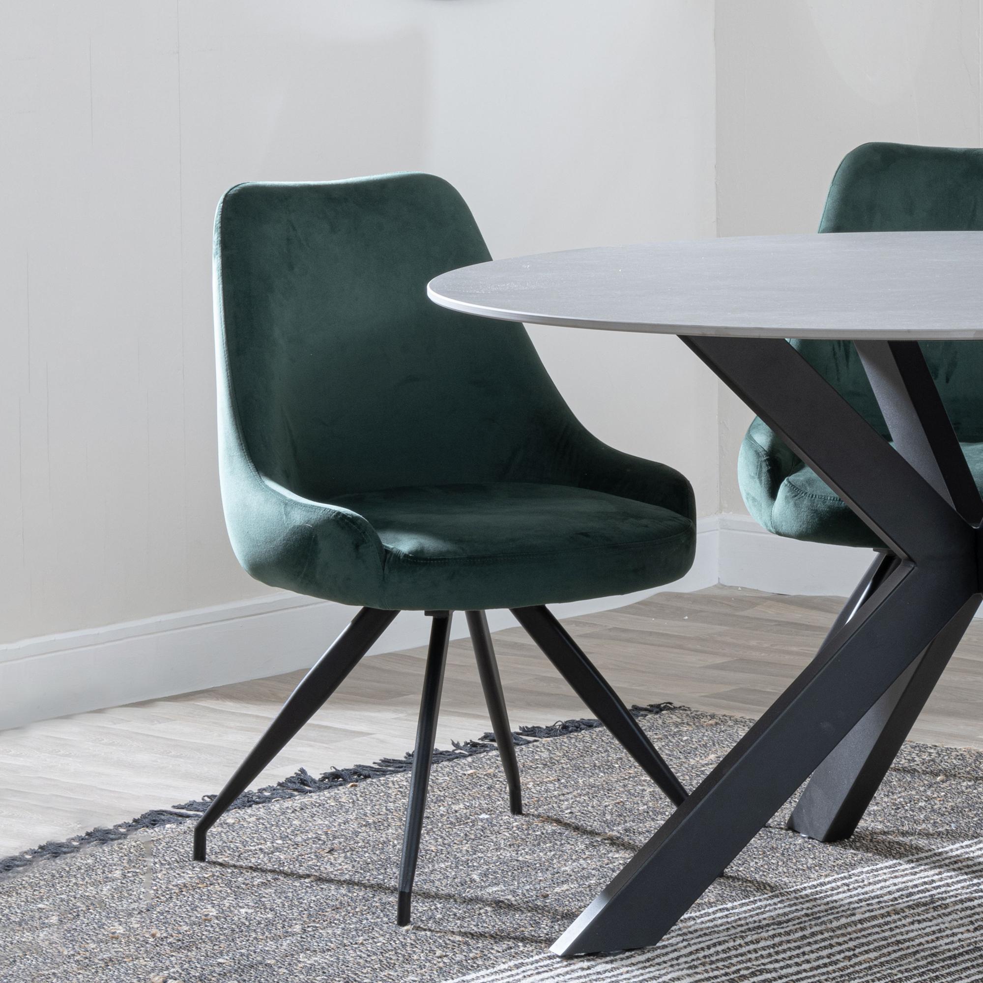 Velours Velvet Fabric Swivel Dining Chair