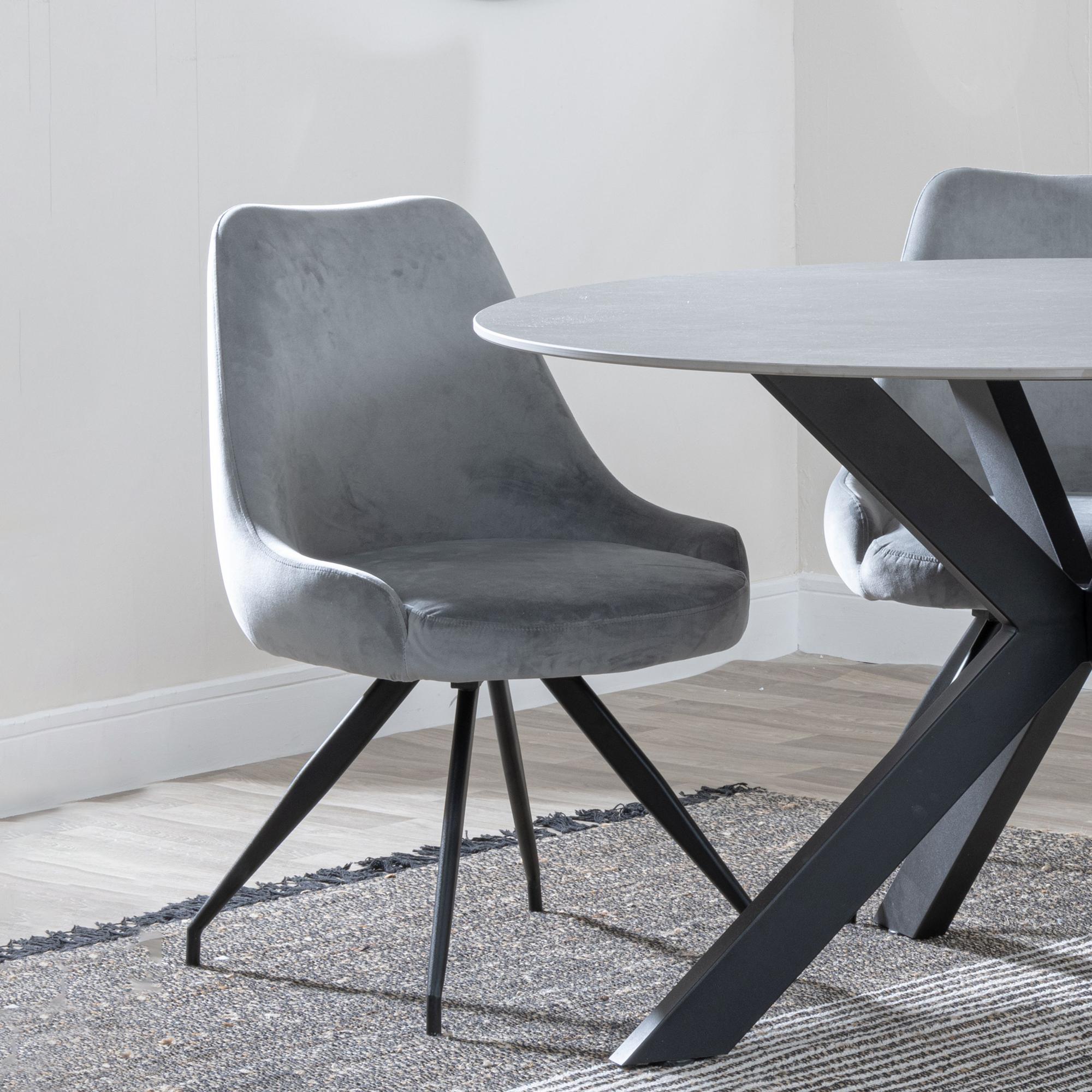 Velours Velvet Fabric Swivel Dining Chair