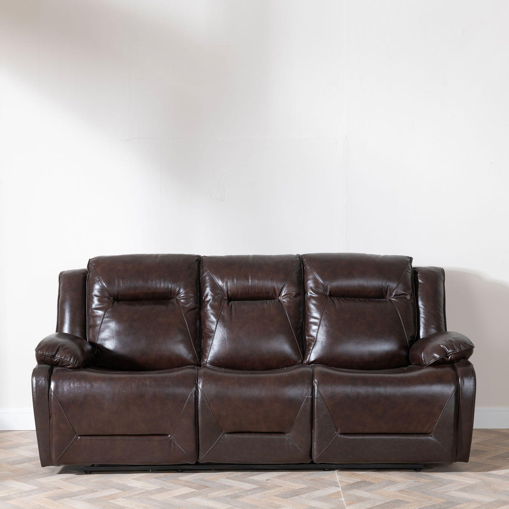 Adell Dark Brown Leather Manual Recliner Sofa