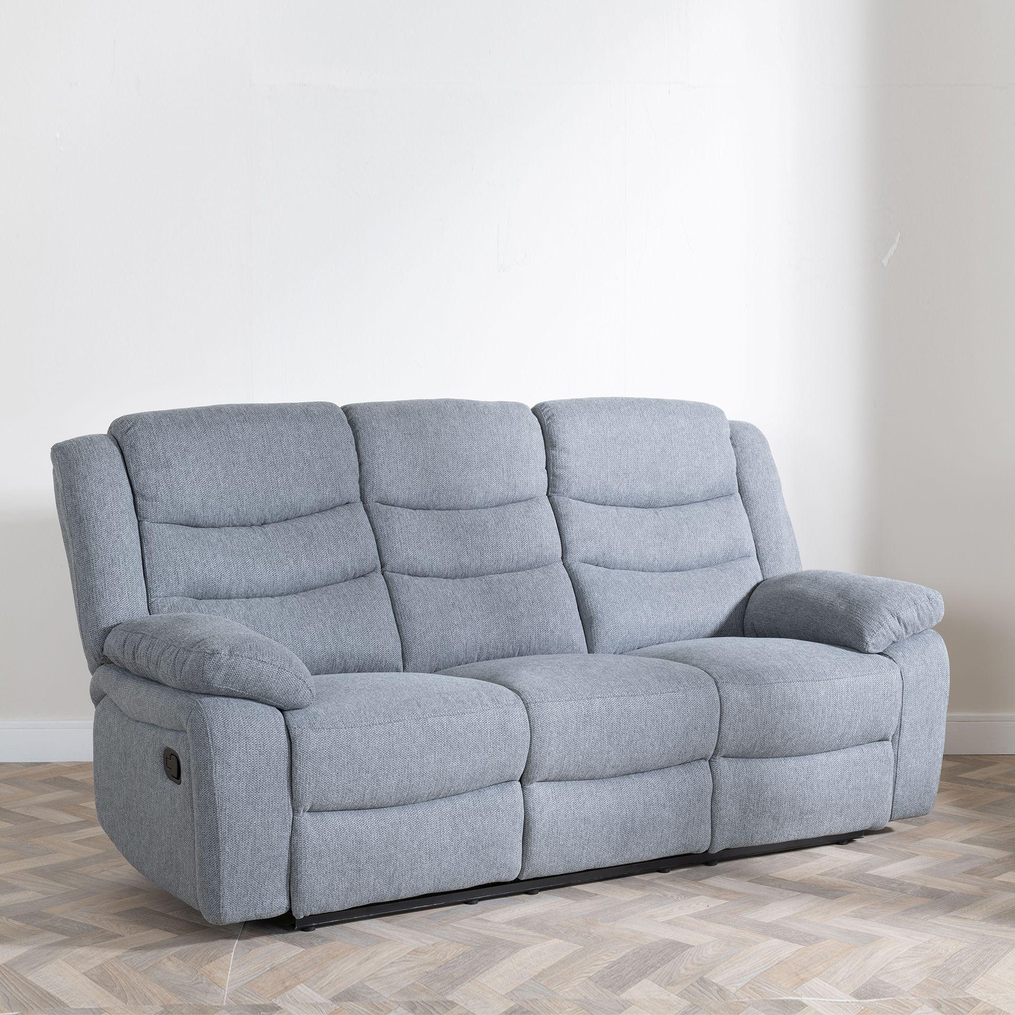 Sydney Grey Fabric Manual Recliner Sofa