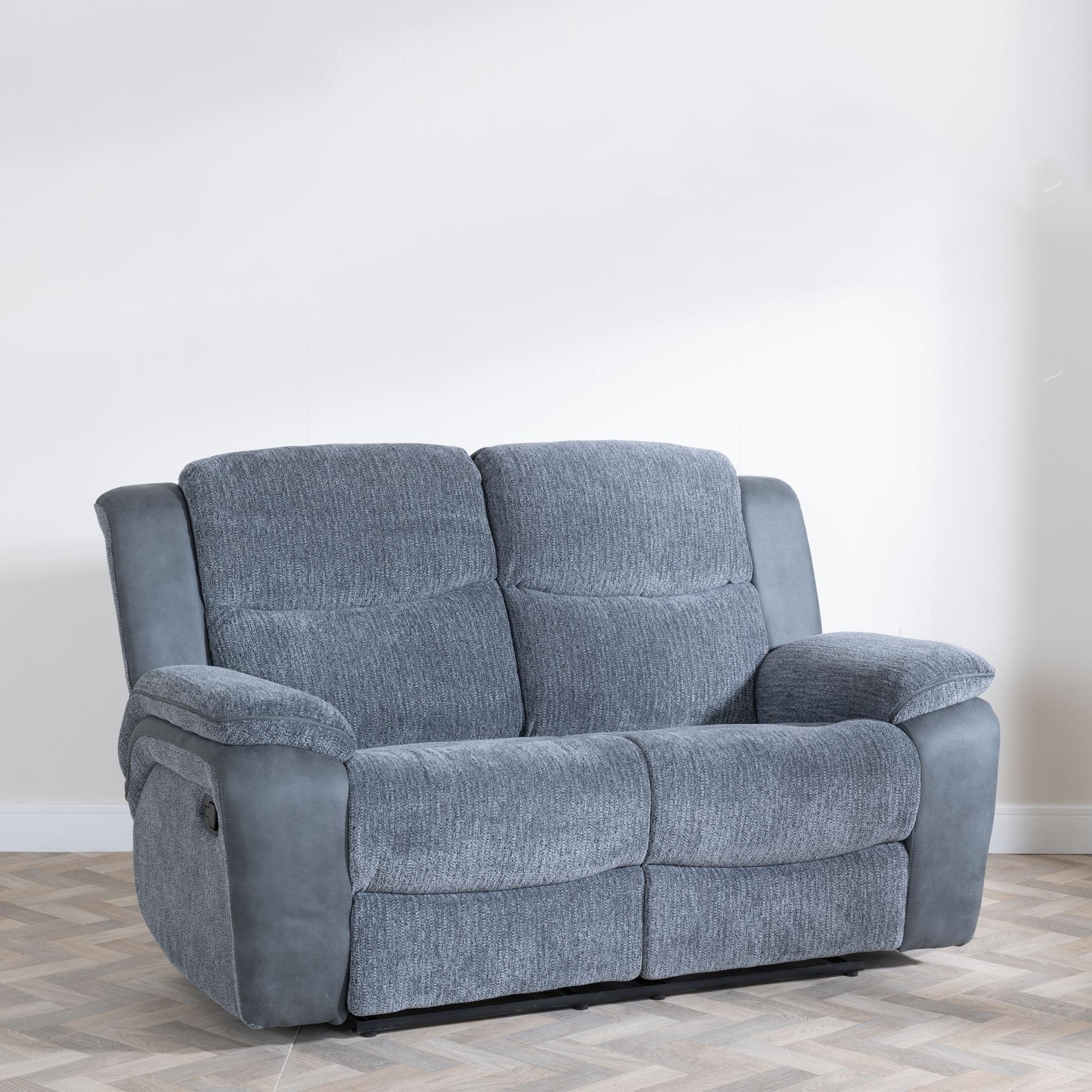 Torino Grey Fabric Manual Recliner Sofa