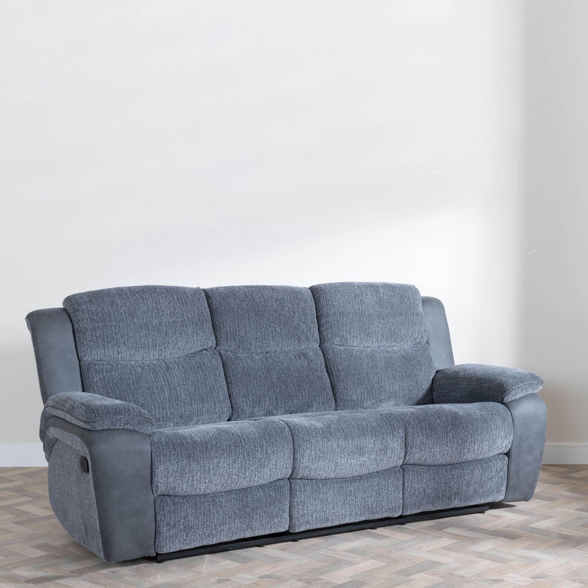 Torino Grey Fabric Manual Recliner Sofa