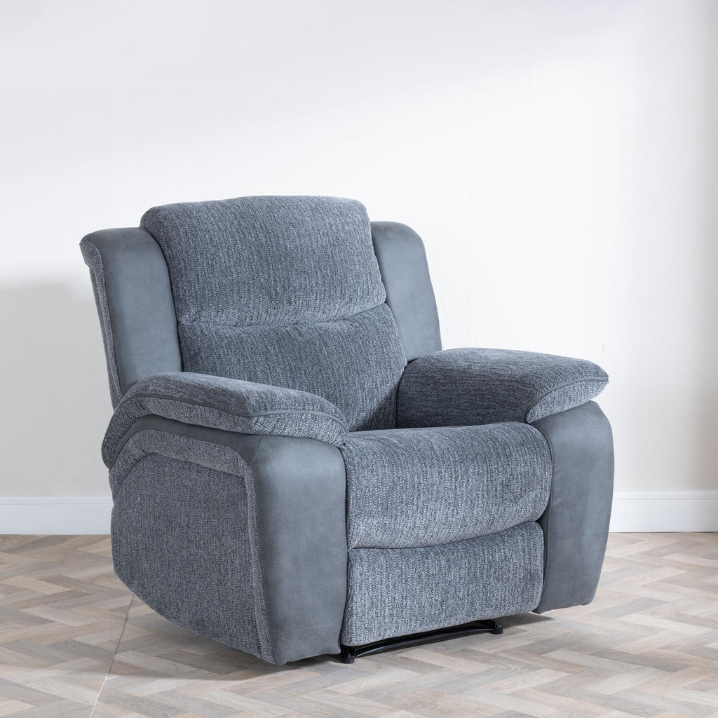 Torino Grey Fabric Manual Recliner Sofa