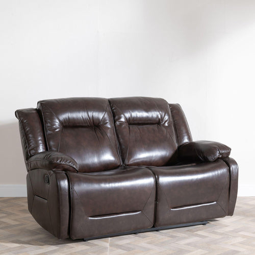 Adell Dark Brown Leather Manual Recliner Sofa
