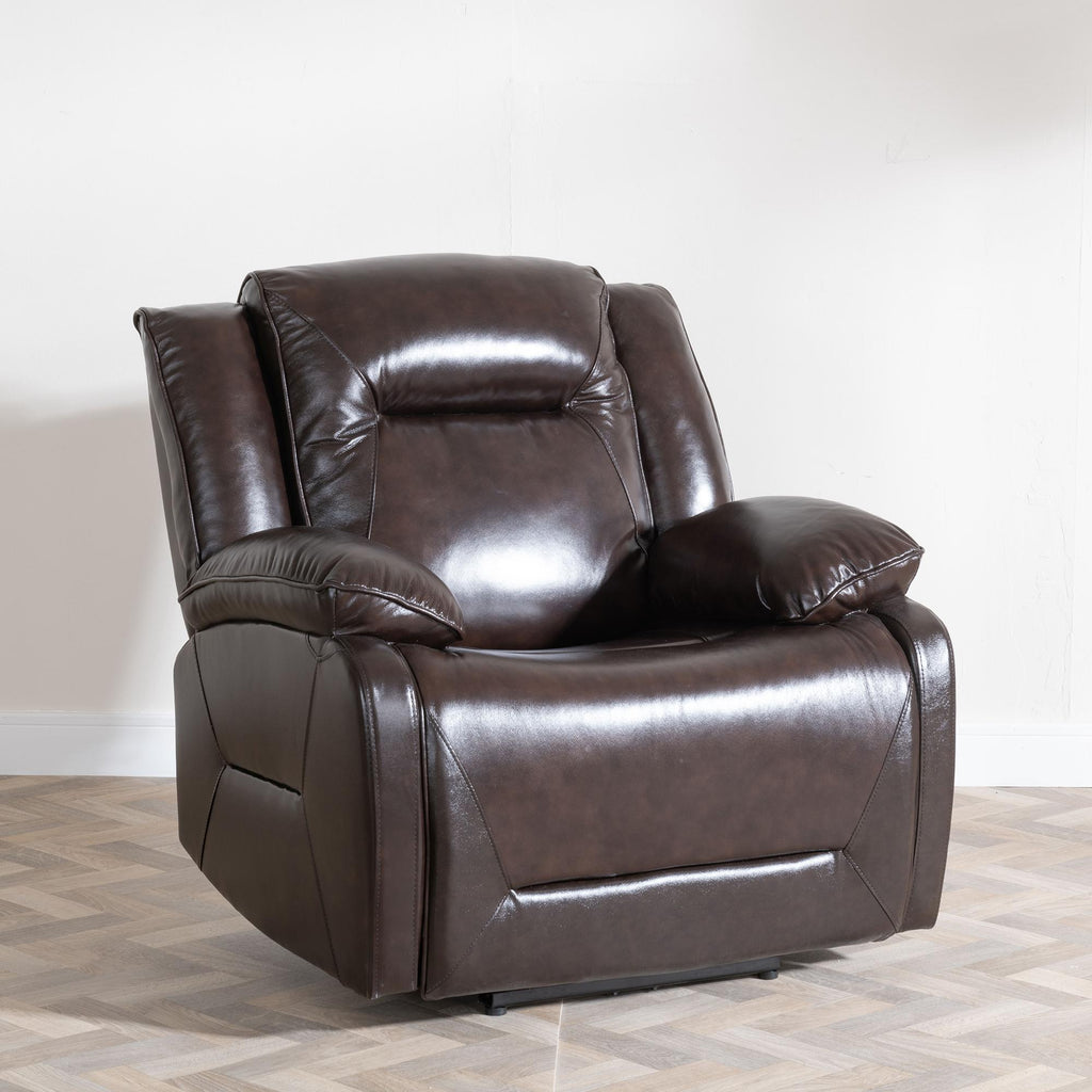 Adell Dark Brown Leather Manual Recliner Sofa