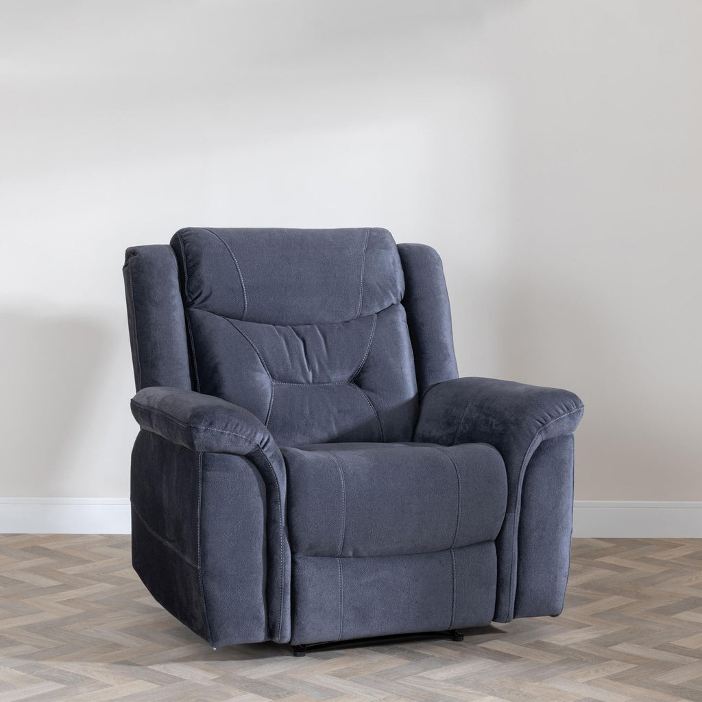 Grace Blue Fabric Manual Recliner Sofa