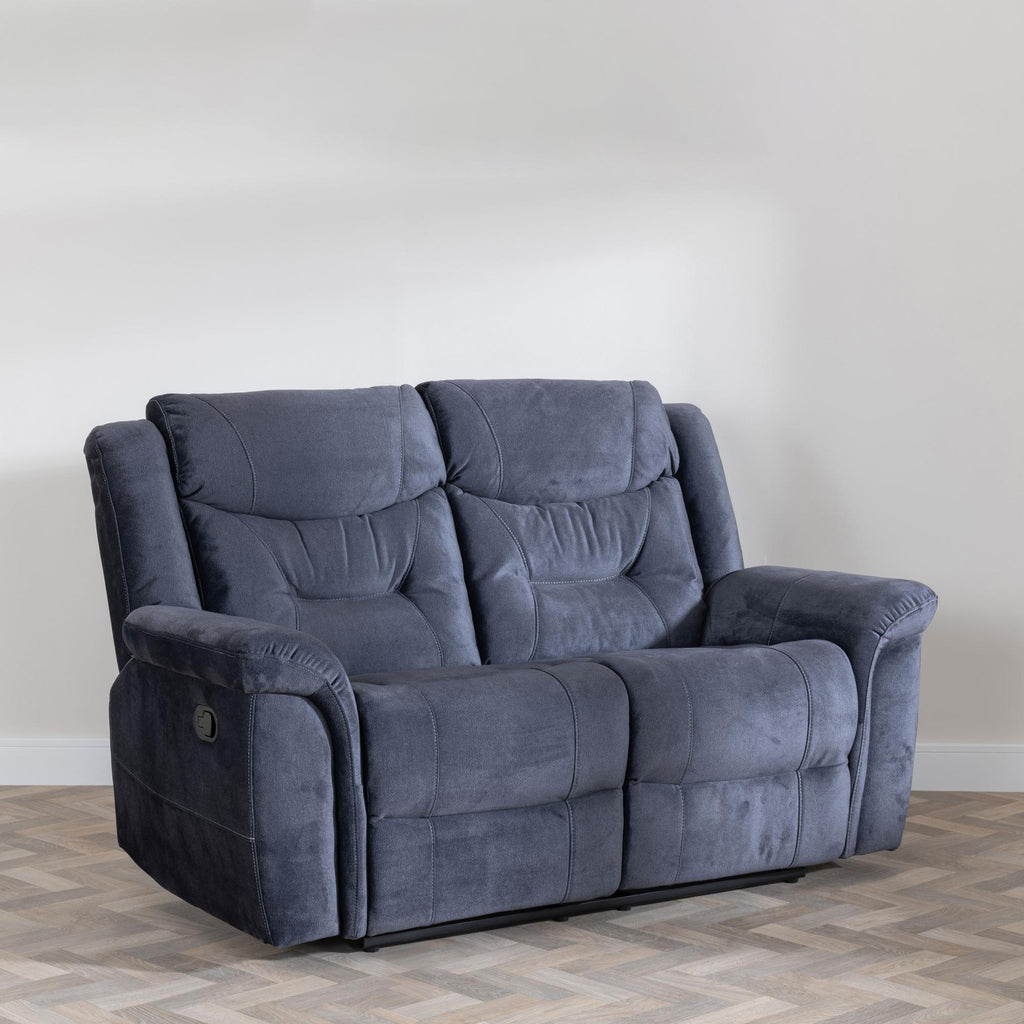 Grace Blue Fabric Manual Recliner Sofa