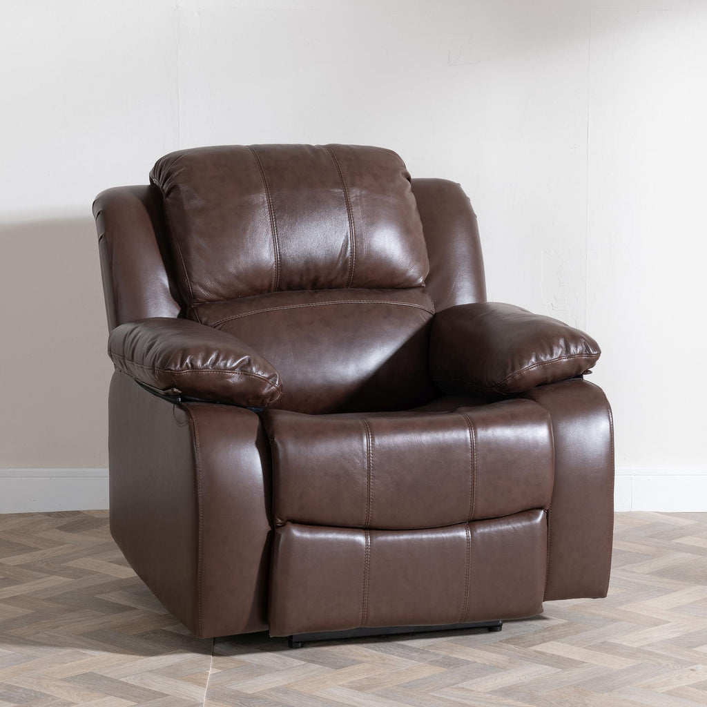 Helena Brown Leather Manual Recliner Sofa