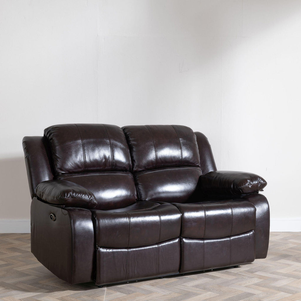 Helena Burgundy Leather Manual Recliner Sofa