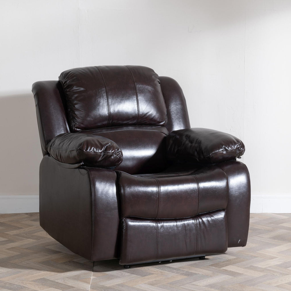 Helena Burgundy Leather Manual Recliner Sofa