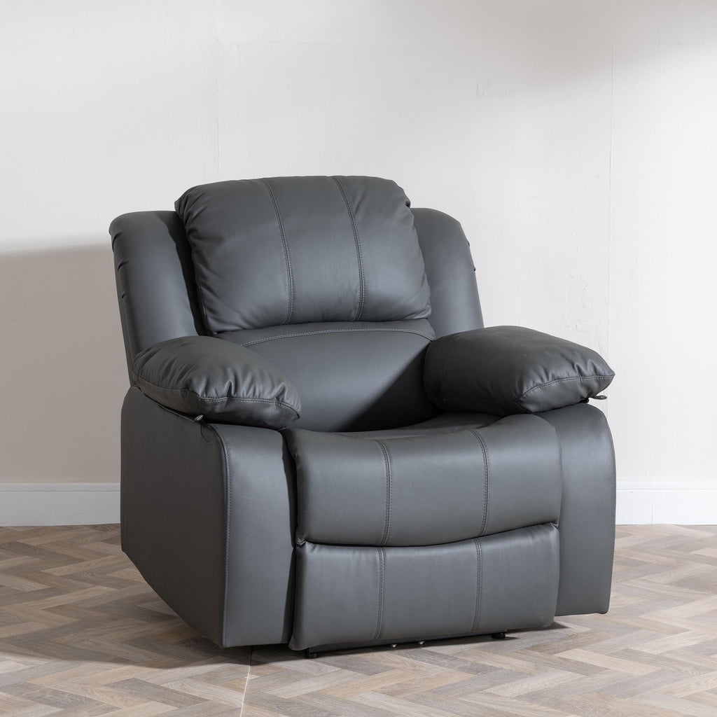 Helena Grey Leather Manual Recliner Sofa