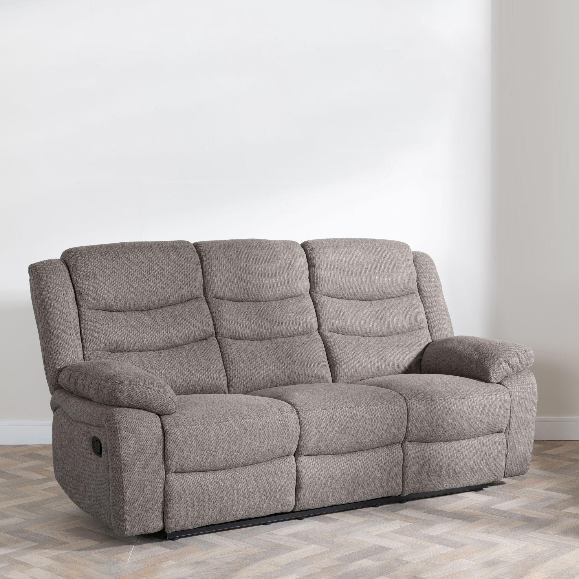 Sydney Brown Fabric Manual Recliner Sofa