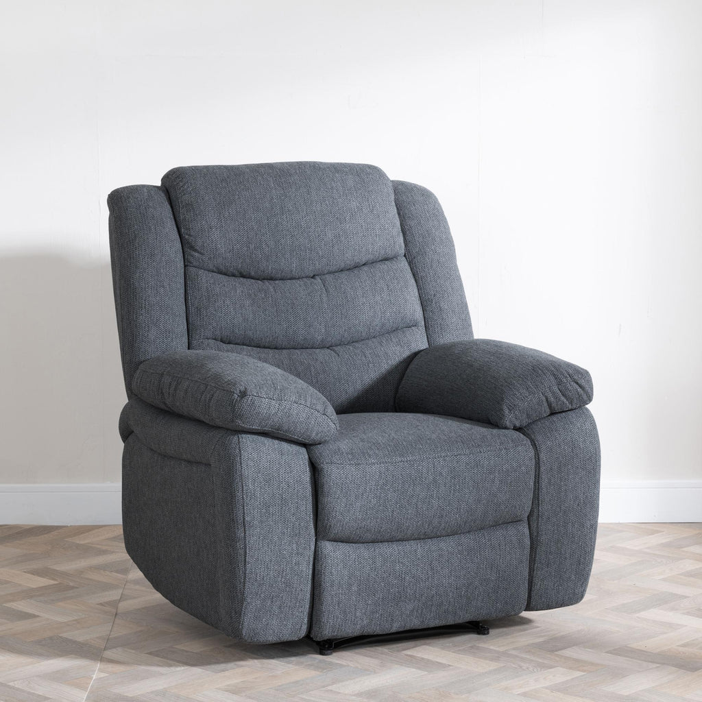 Sydney Dark Grey Fabric Manual Recliner Sofa